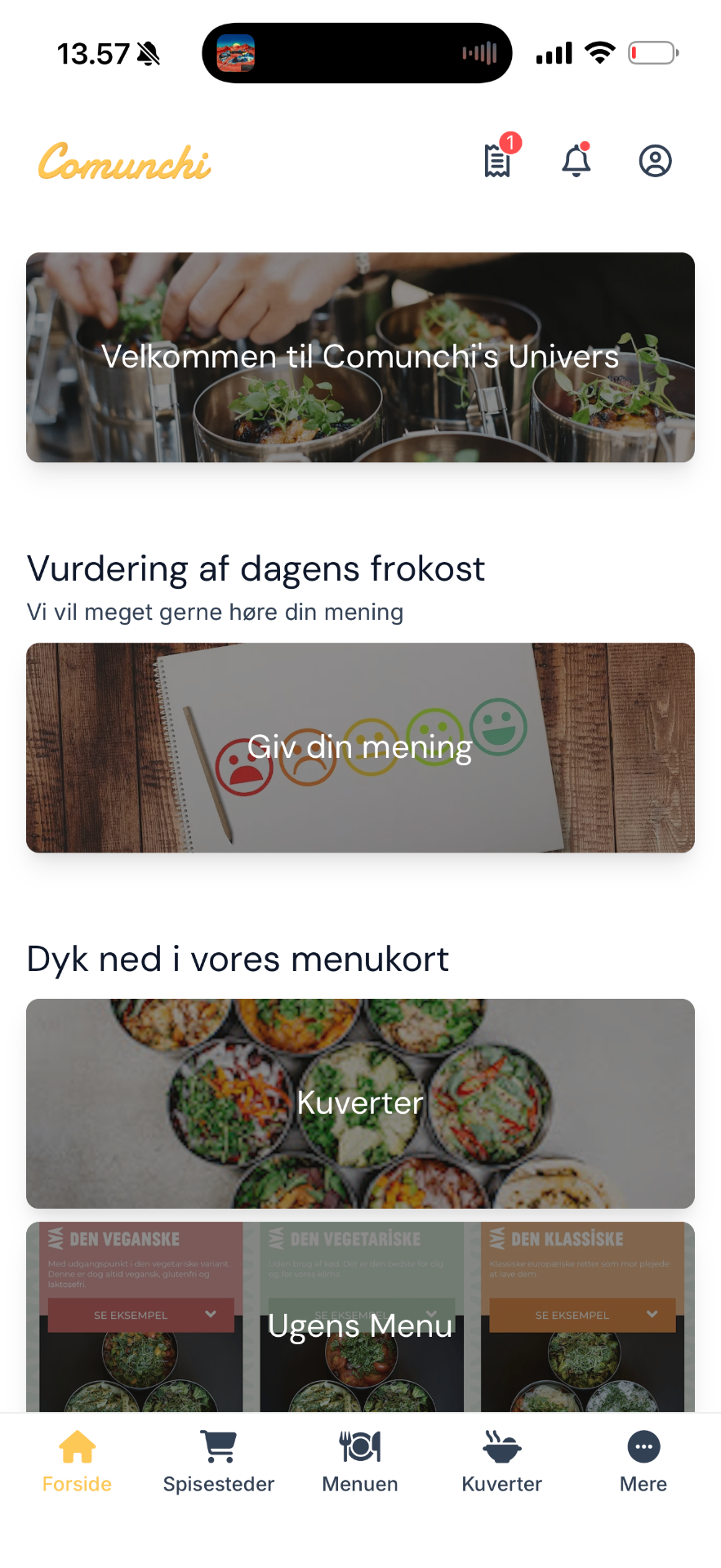 Comunchi app – forside